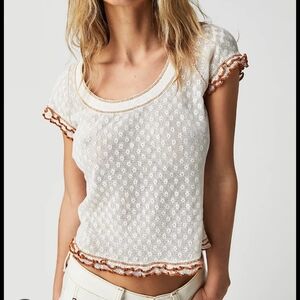 Free People Garner Ruffle Tee Large